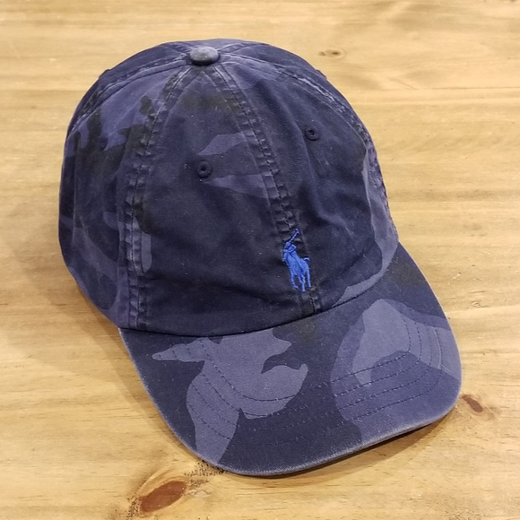 Polo Ralph Lauren Hat Cap Blue Gray Camo Camouflage Pony Casual Cotton Dad - Picture 5 of 8